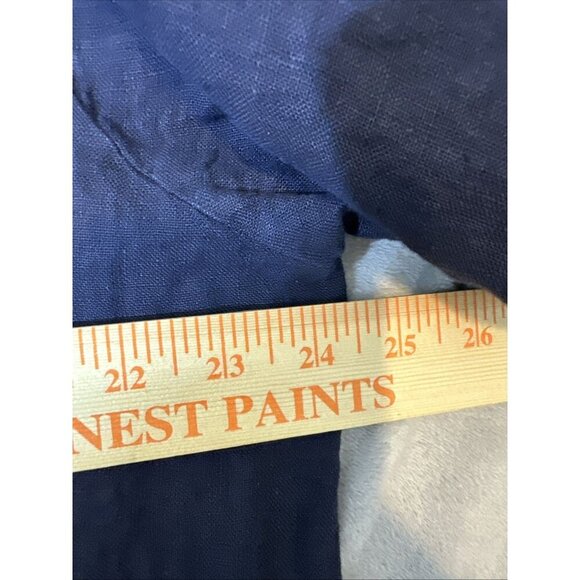 Bellambia 100% Linen Dress Size 2X Plus Short Sleeve Navy Blue Crochet Hem Boho - Picture 6 of 14